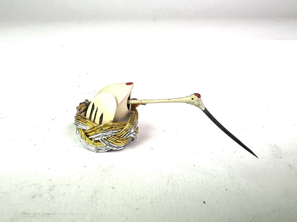 Vintage Japanese Wooden Crane In Nest Made in Japan